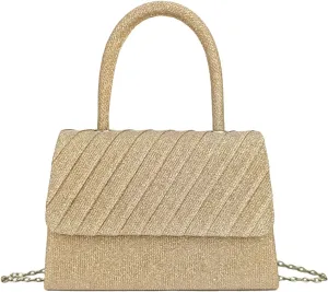 Women's Rhinestone Evening Bag Glitter Clutch Purses Crystal Pearl Party Handbags with Chain