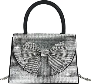 Women's Rhinestone Evening Bag Glitter Clutch Purses Crystal Pearl Party Handbags with Chain