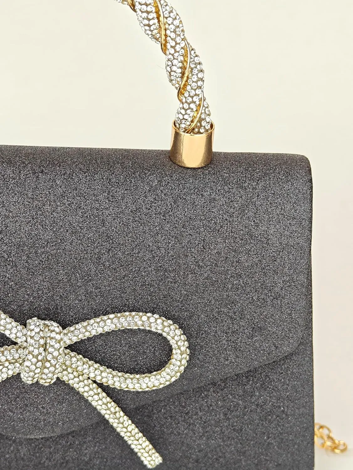 Women's Rhinestone Evening Bag Glitter Clutch Purses Crystal Pearl Party Handbags with Chain