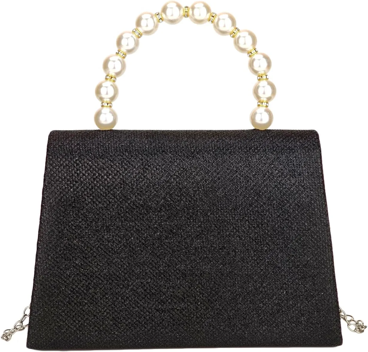 Women's Rhinestone Evening Bag Glitter Clutch Purses Crystal Pearl Party Handbags with Chain