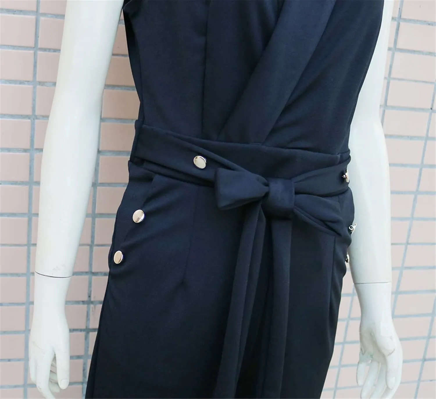 Womens Sexy Sleeveless V Neck Double Breasted Bodycon Party Clubwear Business Suit Jumpsuit Rompers