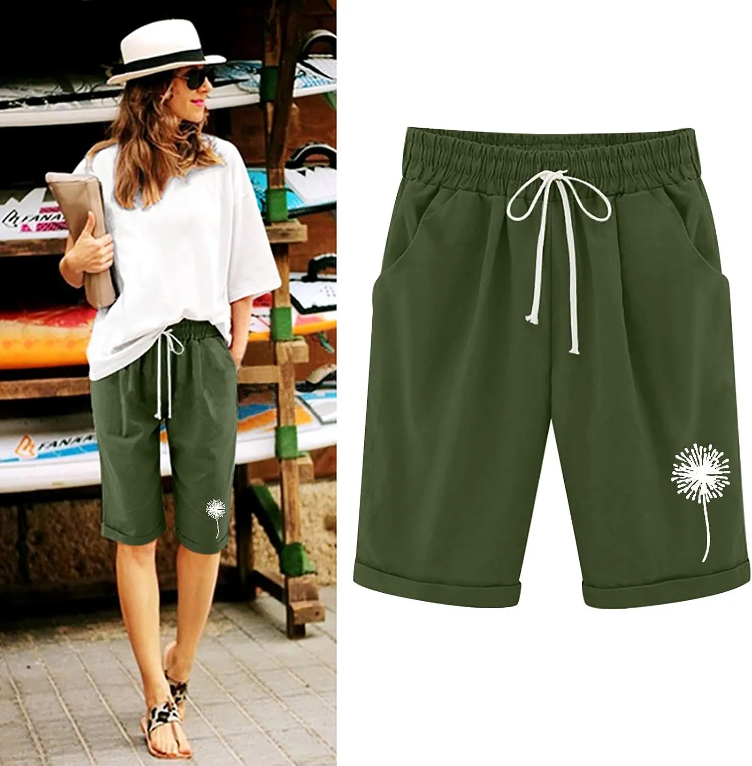 Womens Shorts Drawstring Sweat Shorts Elastic Waist Running Workout Shorts with Pockets Women's Wide Leg Womens
