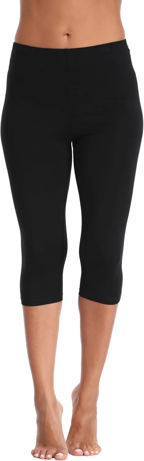 Women's Soft Capri Leggings Lightweight Cropped Leggings 3/4 Stretch Capris Yoga Pants - Rug & Plus