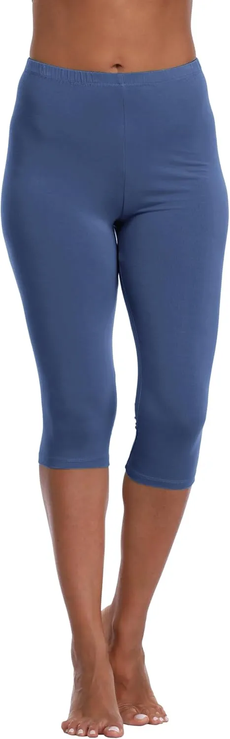 Women's Soft Capri Leggings Lightweight Cropped Leggings 3/4 Stretch Capris Yoga Pants - Rug & Plus