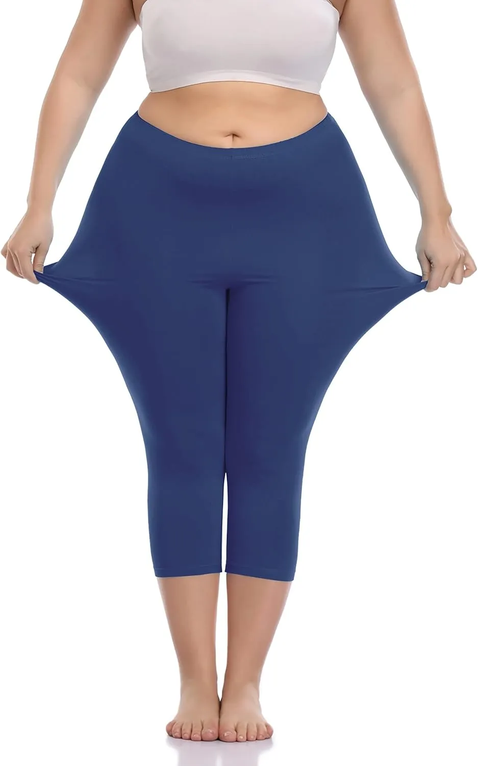 Women's Soft Capri Leggings Lightweight Cropped Leggings 3/4 Stretch Capris Yoga Pants - Rug & Plus
