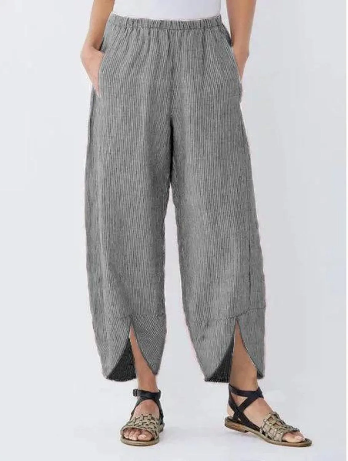 Women's Trousers Summer Beach Drawstring Waist Wide Leg Pants Casual Fashion Loose Cotton Linen Palazzo Pants 2025