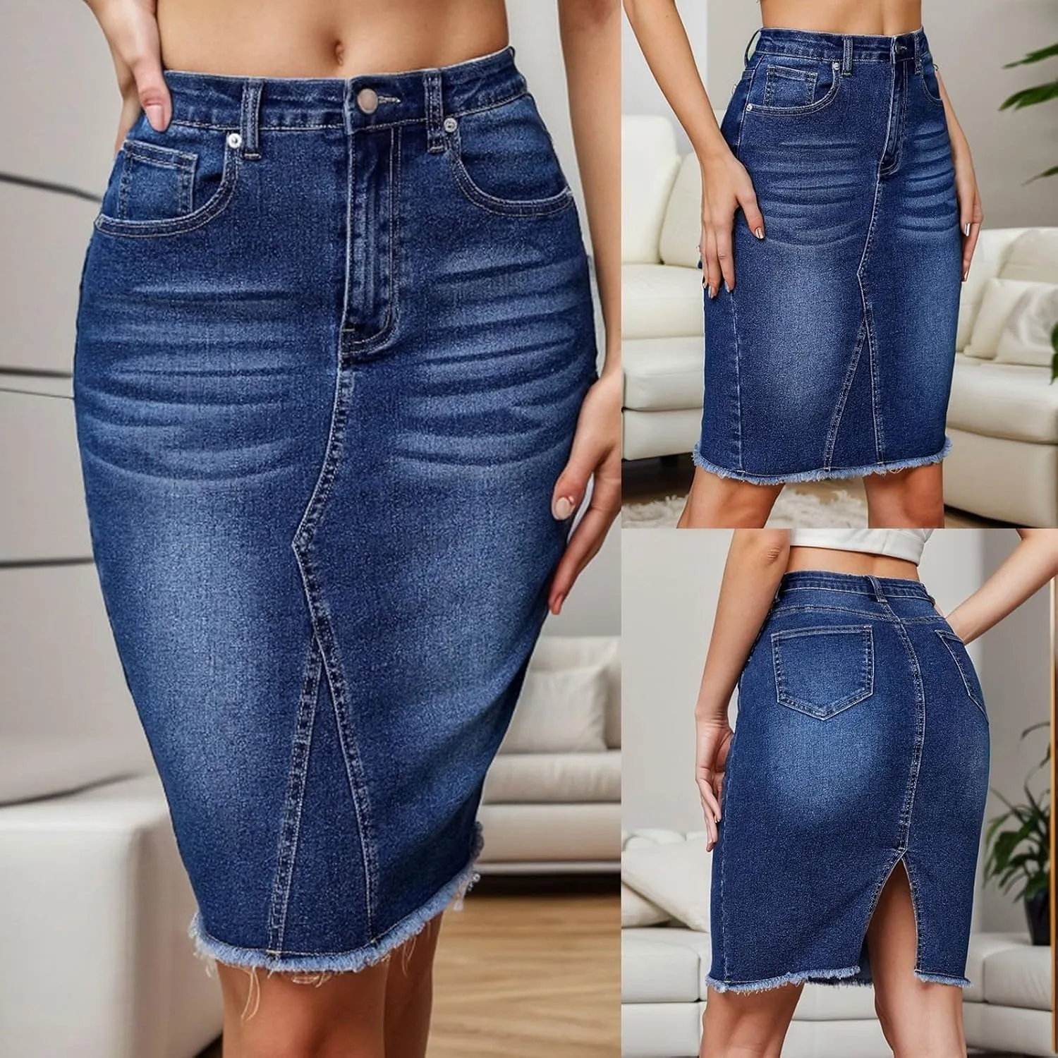 Women's Wide Leg Jeans High Waisted Stretchy Straight Leg Jeans Buttoned Loose Denim Pants with Dress Leggings