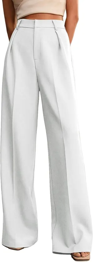 Womens Wide Leg Pants High Waist Straight Work Pants Office Business Casual Palazzo Trousers with Pockets