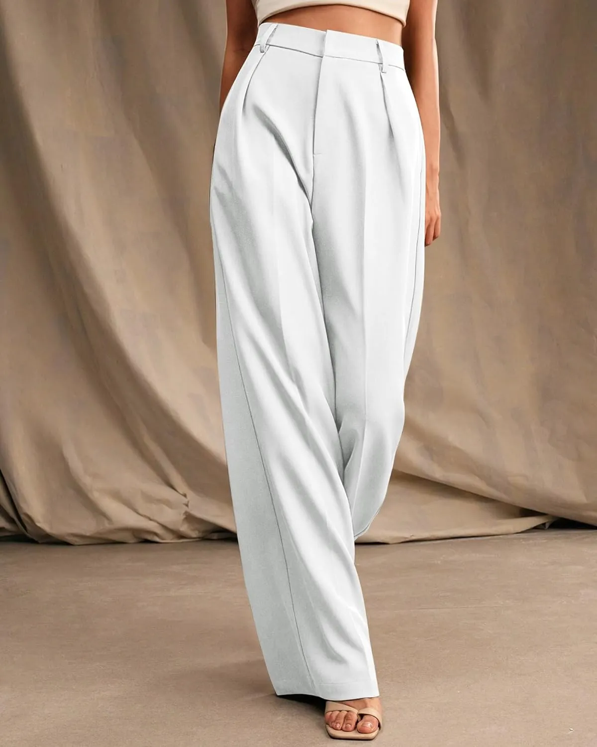 Womens Wide Leg Pants High Waist Straight Work Pants Office Business Casual Palazzo Trousers with Pockets