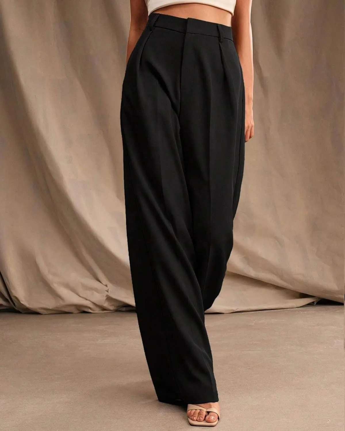 Womens Wide Leg Pants High Waist Straight Work Pants Office Business Casual Palazzo Trousers with Pockets