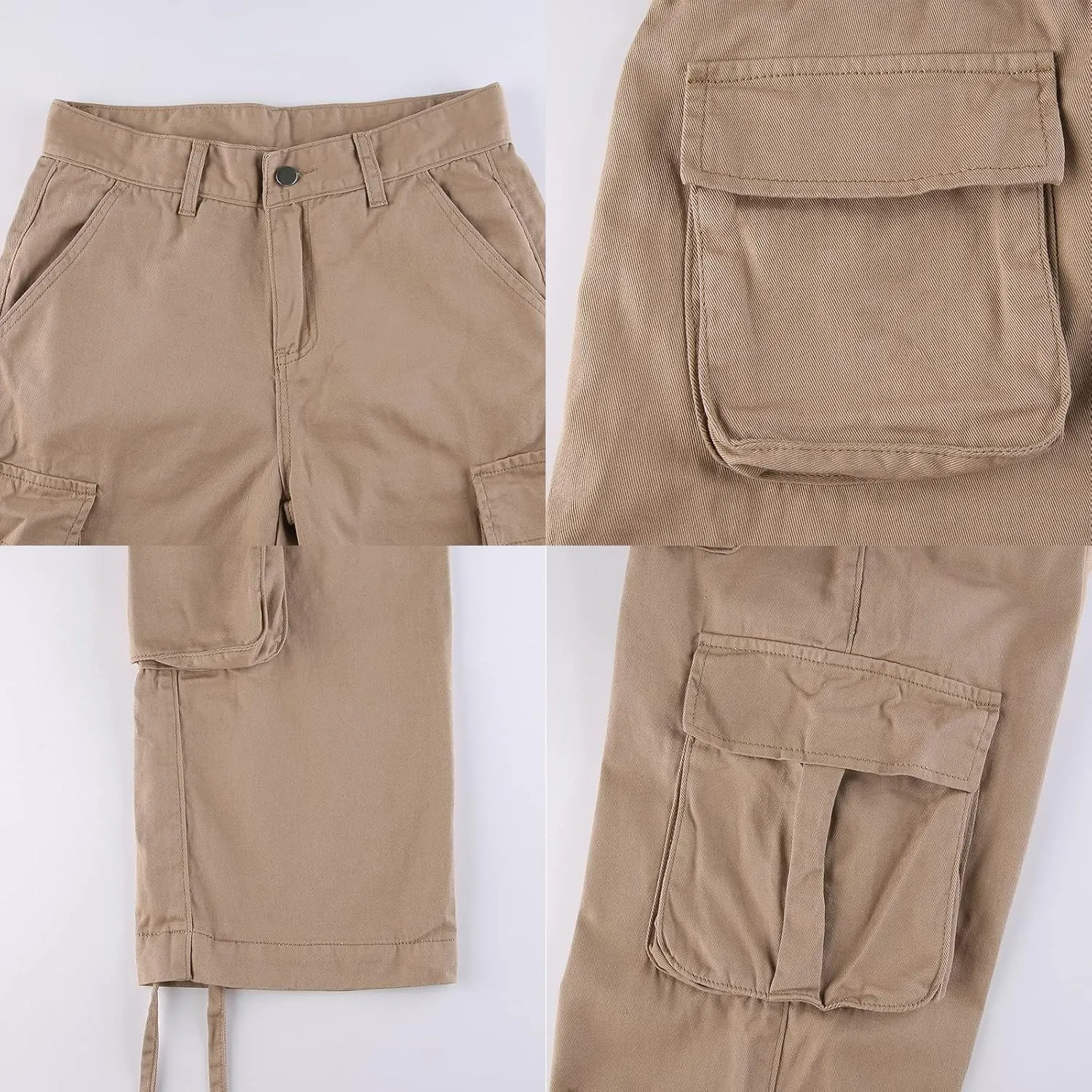 Women's Y2K High Rise Baggy Straight Leg Cargo Pants Streetwear Casual Boyfriend Trousers with Pockets