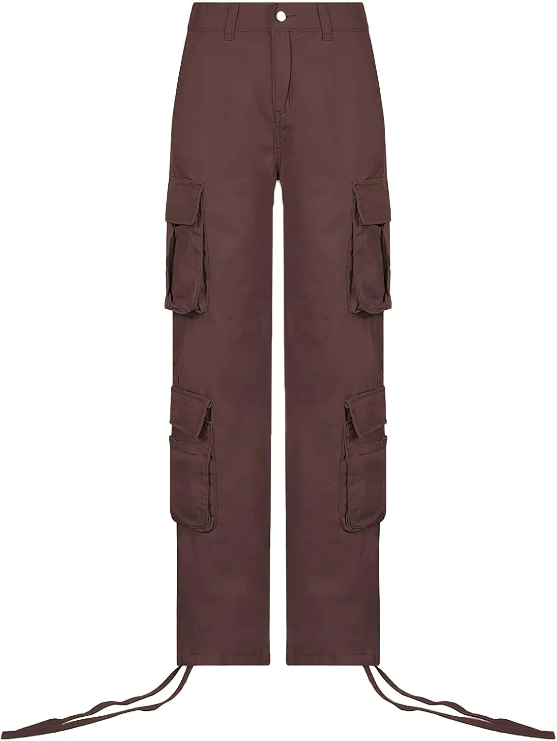 Women's Y2K High Rise Baggy Straight Leg Cargo Pants Streetwear Casual Boyfriend Trousers with Pockets
