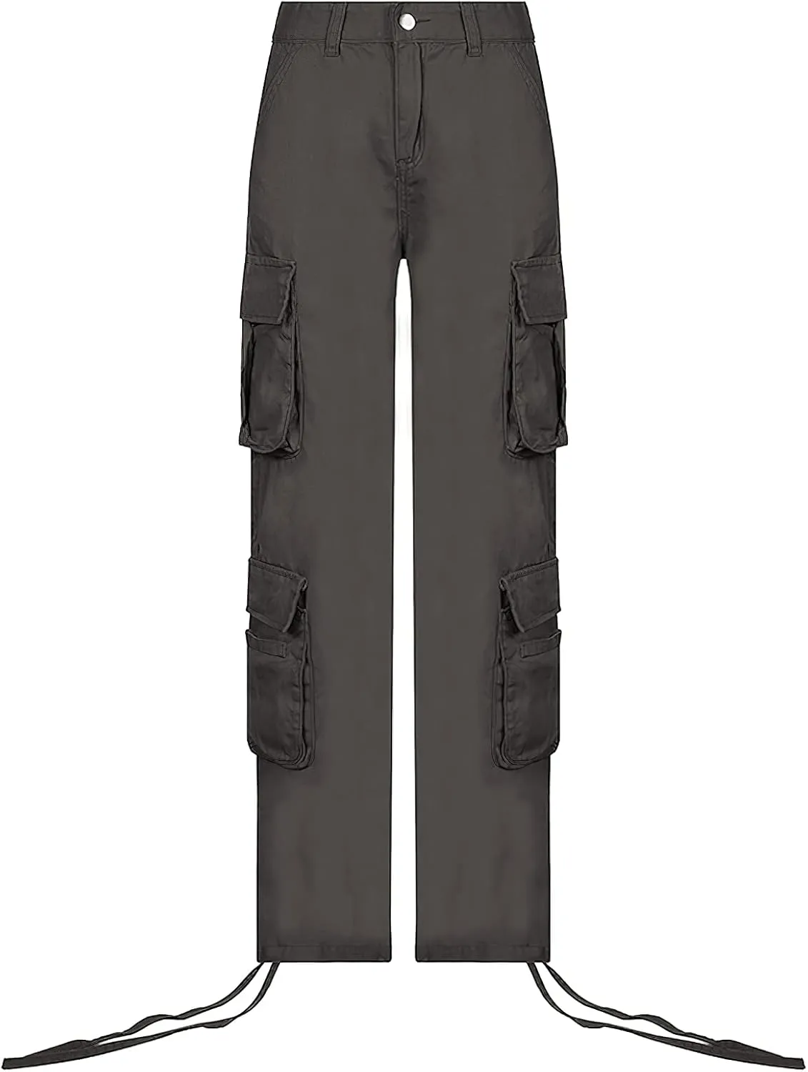 Women's Y2K High Rise Baggy Straight Leg Cargo Pants Streetwear Casual Boyfriend Trousers with Pockets