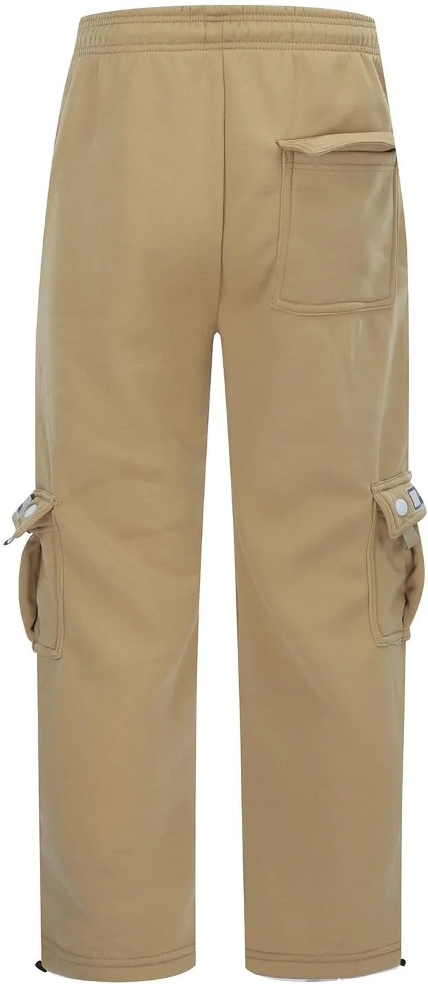 Work Pants for Men Solid Multi-Pocket Mid-Rise Zipper Comfort Stretch High Waist Slim Casual Straight Trousers