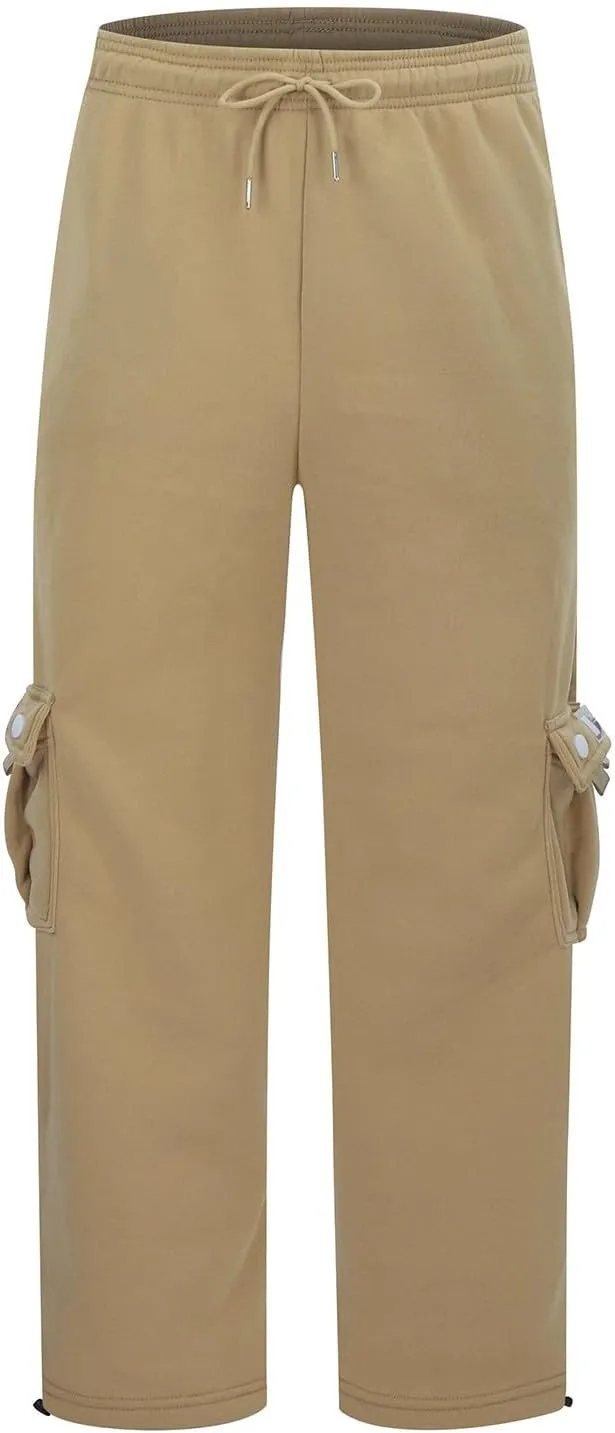 Work Pants for Men Solid Multi-Pocket Mid-Rise Zipper Comfort Stretch High Waist Slim Casual Straight Trousers
