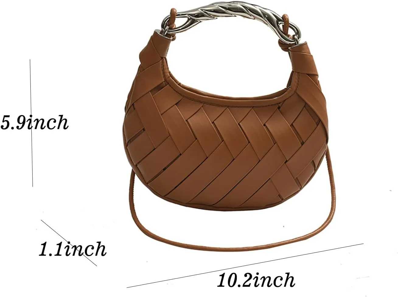 Woven Crescent Hobo Bag, Beige Leather Crossbody Purse