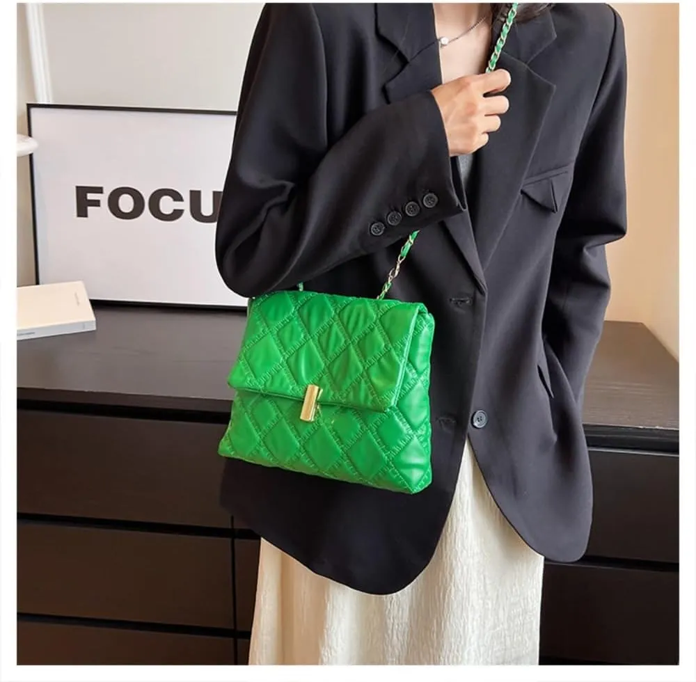 Y2k Shoulder Bag Lattice Pink Purse Women Crossbody bag Satchel Purse Handbags (green)