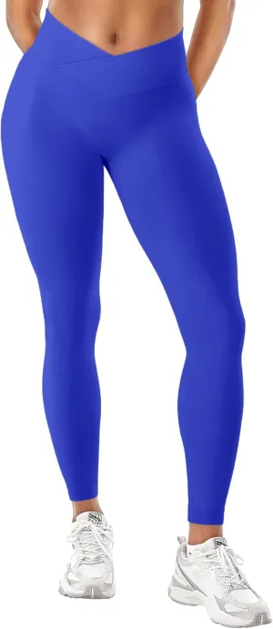 YEOREO Women Hidden Scrunch Impact Leggings V Cross Waist Leggings Butt Booty Lifting Gym Pants
