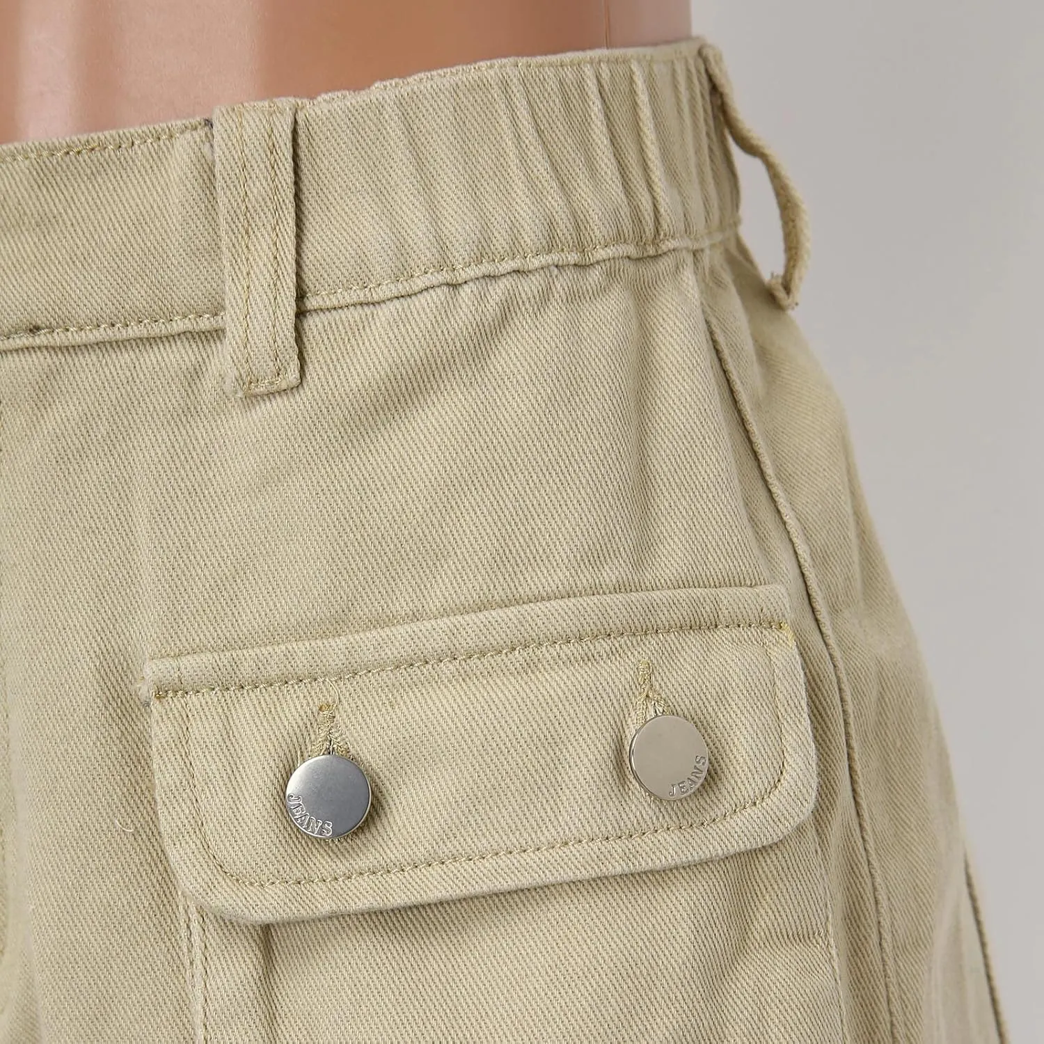 YOLAI Women's Summer High Waisted Denim Shorts Folded Hem Casual Jeans Short Streetwear Hip Hop Cargo Shorts with Pockets