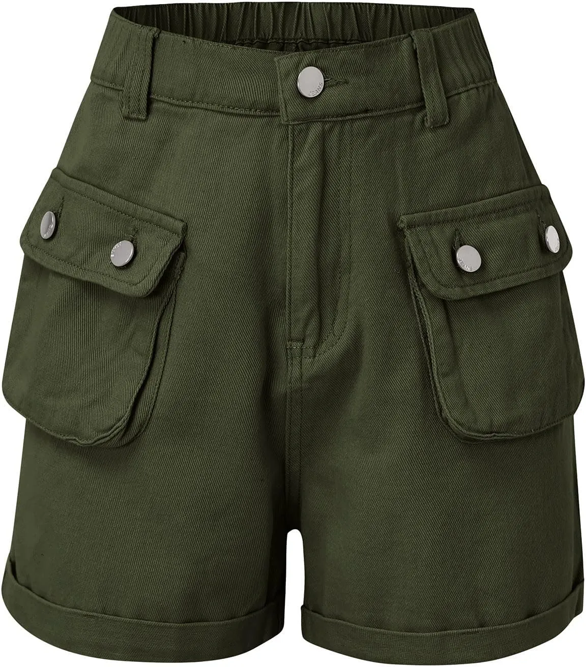 YOLAI Women's Summer High Waisted Denim Shorts Folded Hem Casual Jeans Short Streetwear Hip Hop Cargo Shorts with Pockets
