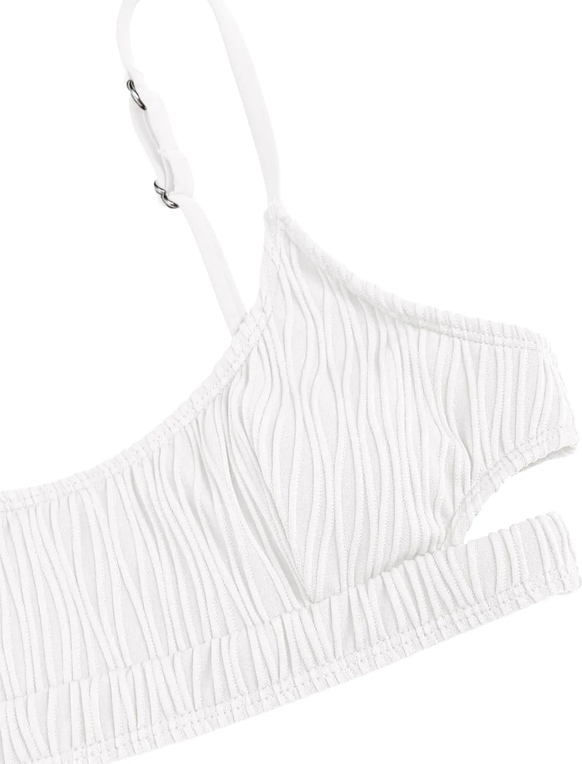 ZAFUL Women's Cutout Bikini Sets Scoop Neck Back Criss Cross Tie Ribbed High Cut Bikini Swimsuit Two Piece Bathing Suits