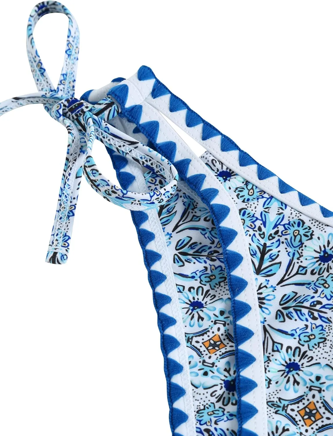 ZAFUL Women's Swimsuits Boho Floral Print String Thong Bikini Set Sexy High Cut Swimwear Bathing Suit