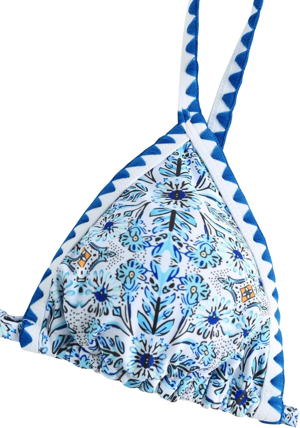 ZAFUL Women's Swimsuits Boho Floral Print String Thong Bikini Set Sexy High Cut Swimwear Bathing Suit