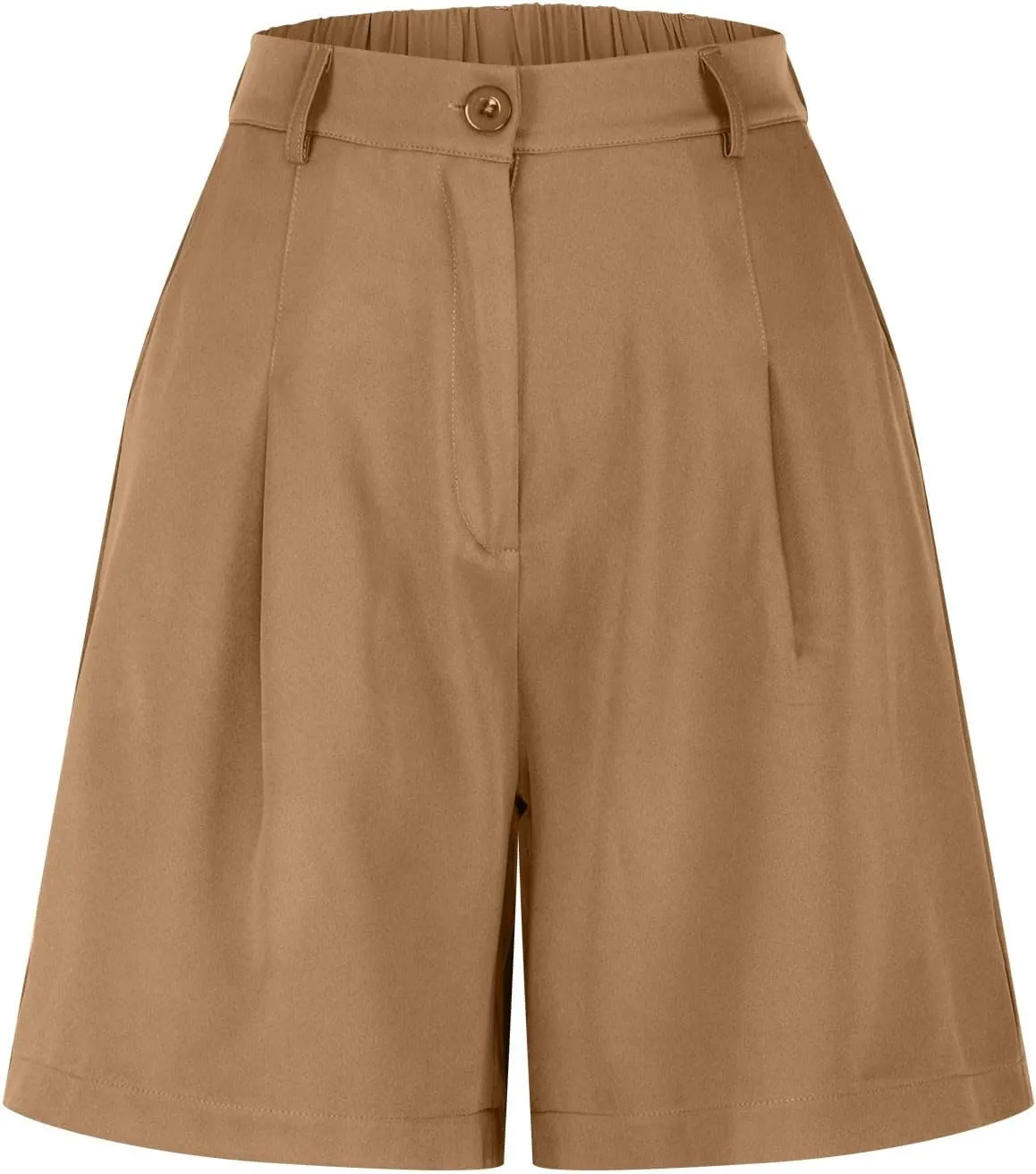 ZDRZK Summer Shorts for Women 2024 High Waist Button Pleated Bermuda Shorts Pockets Casual Business Dressy Trouser Shorts