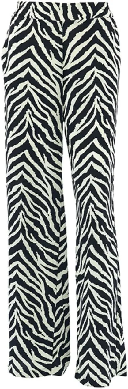 Zebra Print Pants for Women, Lightweight High Waist Draped Wide Leg Pants with Pockets, Casual Loose Fit Trousers