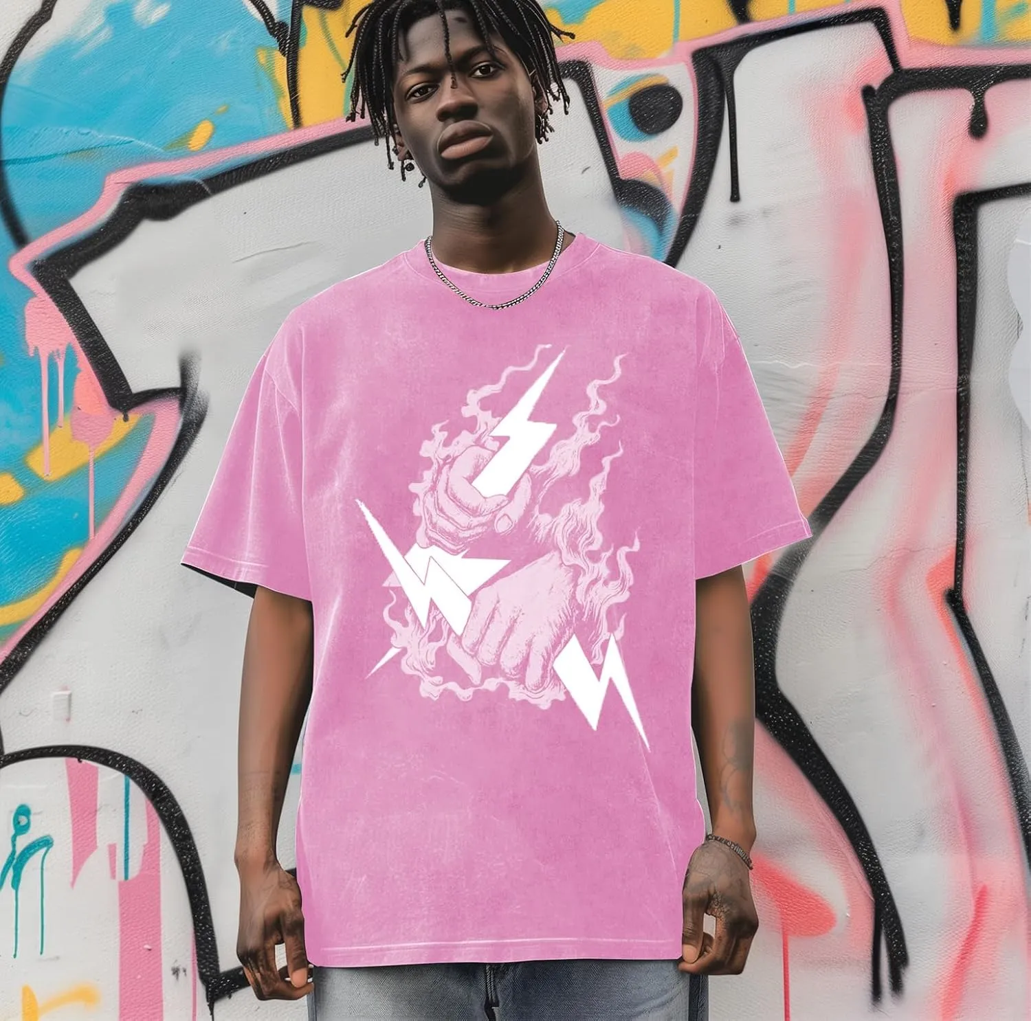 Zeus-Mens Cotton Wash Solid Oversized T-Shirts for Streetwear Graphic Tees Baggy Hip Hop Unisex Tee Tops