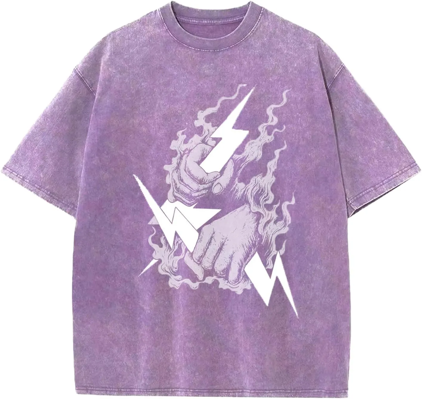 Zeus-Mens Cotton Wash Solid Oversized T-Shirts for Streetwear Graphic Tees Baggy Hip Hop Unisex Tee Tops